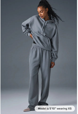ALO YOGA ACCOLADE STRAIGHT LEG SWEATPANTS STEEL GREY TALLA XS PREVENTA