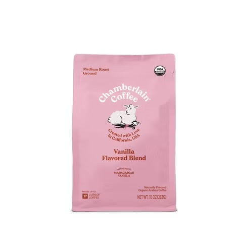 Chamberlain Coffee Organic Fluffy Lamb Vanilla Blend Medium Roast Ground Coffee CAFÉ 10 OZ