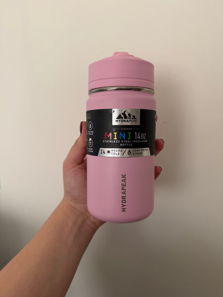 HYDRAPEAK BOTELLA ROSADA MINI CON MANGO TRAVEL SIZE