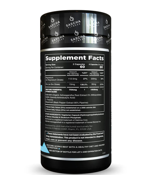 SASCHA FITNESS RESTORE CORTISOL NIGHT SUPPORT PREVENTA