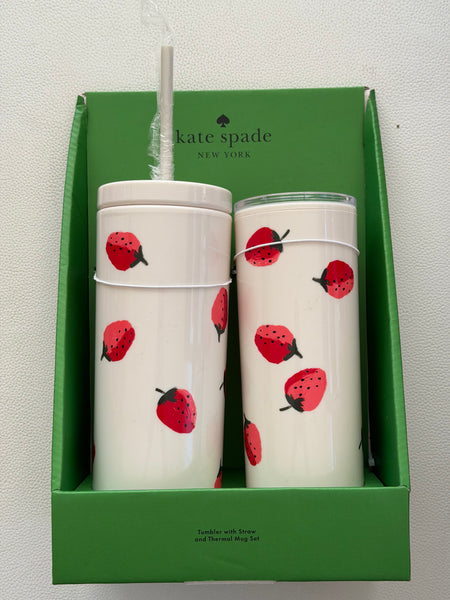 KATE SPADE  SET BOTELLA Y VASO FRUTILLA