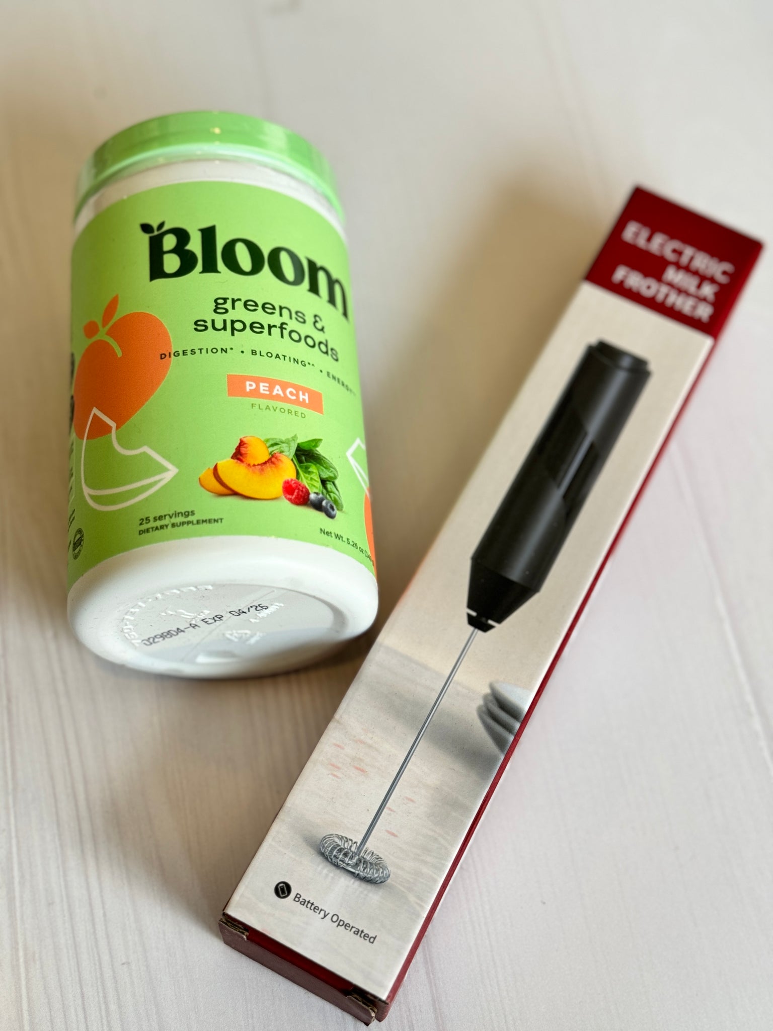 SET BLOOM PEACH  + BATIDOR PARA PREPARARLO PREVENTA