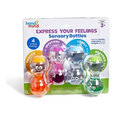 BOTELLAS DE LA CALMA Y EMOCIONES SENSORIALES KIDS: EMOCIONADO-IMPACIENTE-SOLO-NERVIOSO