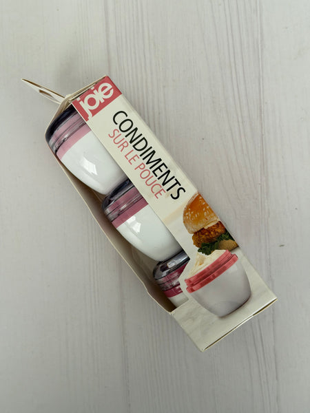 SET 3 DE MINI POTES CONDIMENTOS ACRILICO ULTRARESISTENTE ANTIDERRAME