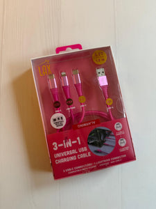 CABLE CARGADOR LAX 3 EN 1 ROSADO