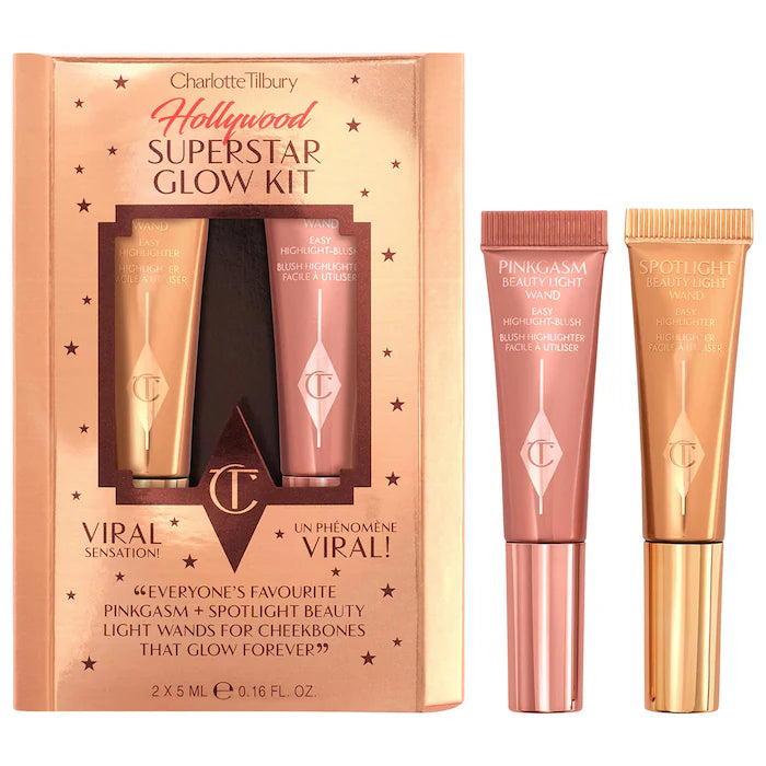 CHARLOTTE TILBURY MINI HOLLYWOOD SUPERSTAR BEAUTY HIGHLIGHTER WAND DUO GIFT SET