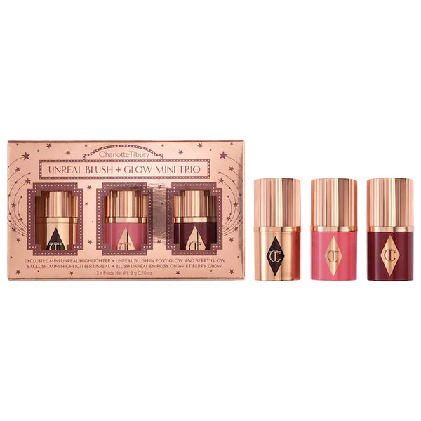 CHARLOTTE TILBURY MINI UNREAL BLUSH AND GLOW TRIO SET  PREVENTA
