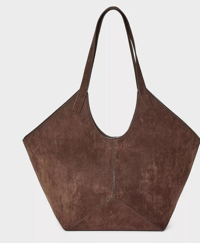 CARTERA SLOUCHY FAUX SUEDE TOTE HANDBAG BROWN PREVENTA