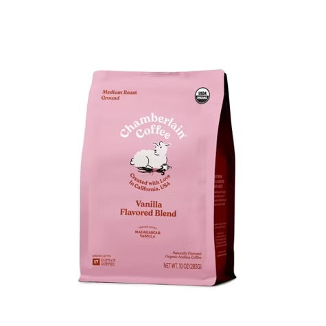 Chamberlain Coffee Organic Fluffy Lamb Vanilla Blend Medium Roast Ground Coffee CAFÉ 10 OZ