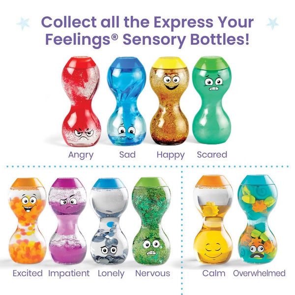 BOTELLAS DE LA CALMA Y EMOCIONES SENSORIALES KIDS: EMOCIONADO-IMPACIENTE-SOLO-NERVIOSO