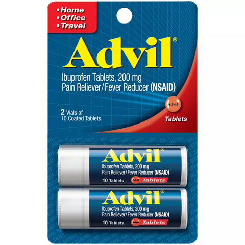 ADVIL IBUPROFENO TRAVEL SIZE 200MG SET 2 PACKS CON 10 TABLETAS CADA UNO
