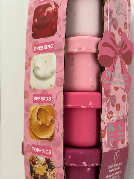 SET 4 SNACK BOX MEDIANOS SILICONA ULTRA RESISTENTE ROSADOS CUADRADOS