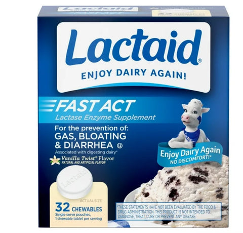 LACTAID PASTILLAS 32 U SABOR VAINILLA MASTICABLES