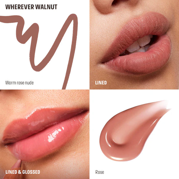 MAKE UP FOR EVER MINI COLOR PENCIL LIP LINER AND FULL SIZE SUPER BOOST LIP GLOSS KIT WHEREVER WALNUT PREVENTA