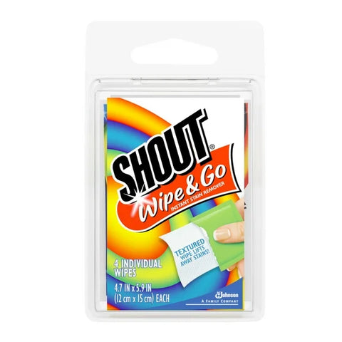 SHOUT WIPE AND GO TOALLITAS QUITA MACHAS INSTANTÁNEA TRAVEL SIZE 4 UNIDADES PREVENTA