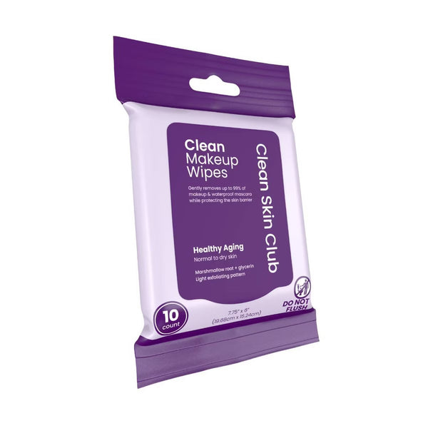CLEAN SKIN CLUB TOALLITAS DESMAQUILLANTES CUIDAN PIEL PARA ARRUGAS TRAVEL SIZE MINI 10 U PREVENTA