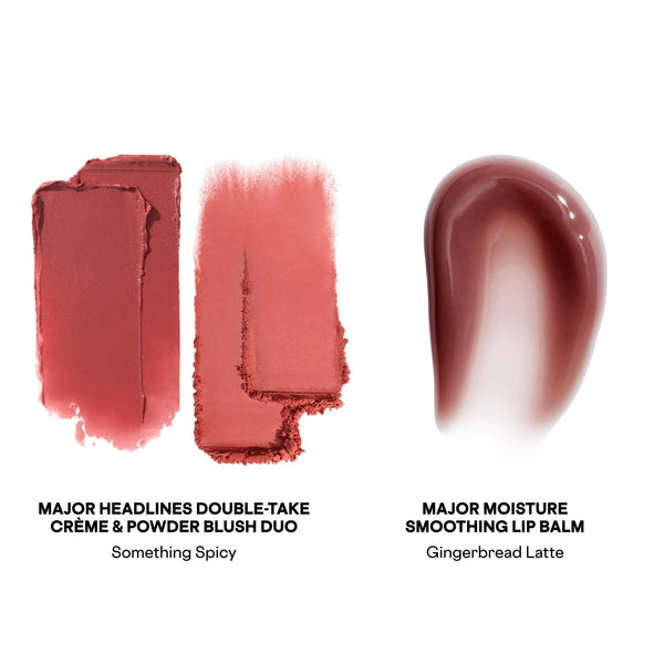 PATRICK TA MAJOR HEAD DOUBLE TAKE CREME AND POWDER BLUSH DUO AND LIP BALM MAKEUP GIFT SIZE