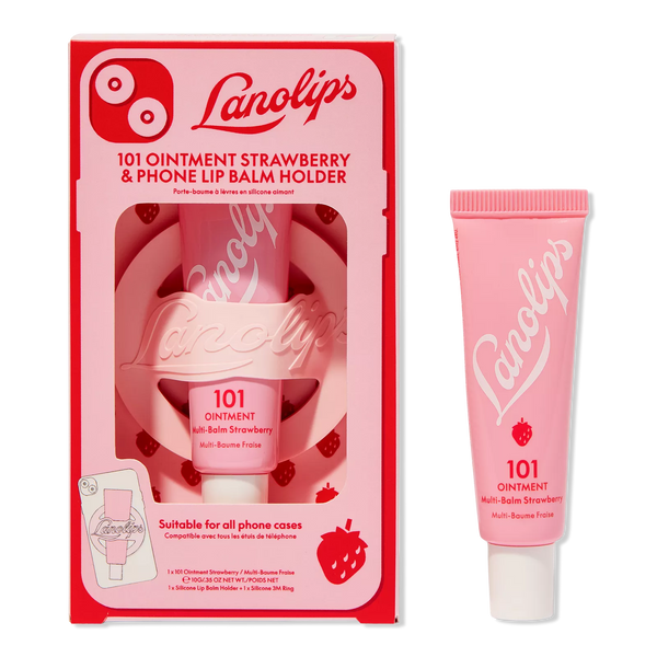 LANOLIPS 101 OINTMENT STAWBERRY AND PHONE LIP BALM HOLDER PREVENTA