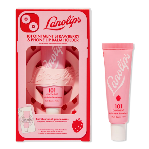 LANOLIPS 101 OINTMENT STAWBERRY AND PHONE LIP BALM HOLDER PREVENTA