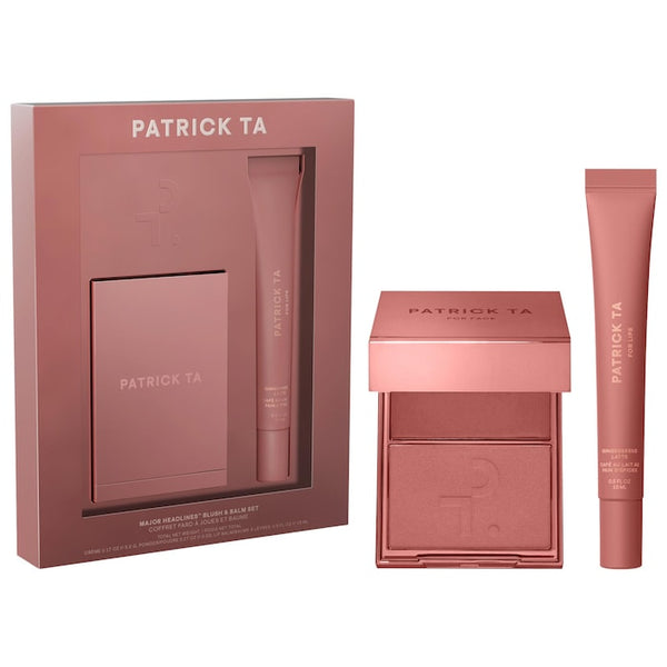 PATRICK TA MAJOR HEAD DOUBLE TAKE CREME AND POWDER BLUSH DUO AND LIP BALM MAKEUP GIFT SIZE