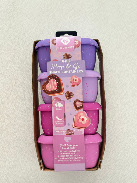SET 4 SNACK BOX MEDIANOS SILICONA ULTRA RESISTENTE TONALIDADES MORADAS RECTANGULARES 200ML CADA UNO