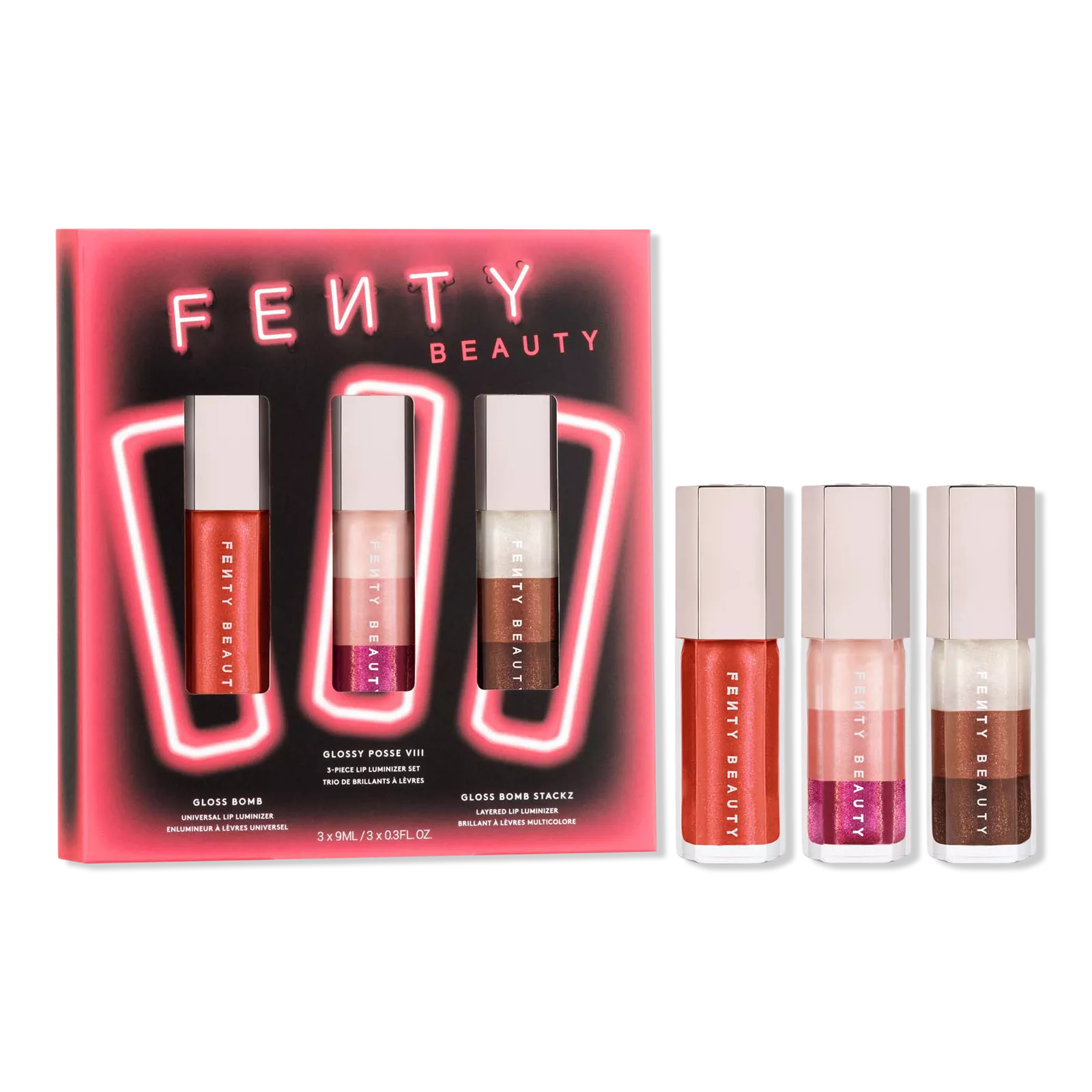 FENTY BEAUTY GLOSSY POSEEE VIII 3 PIECE LIP LUMINIZER GIFT SET PREVENTA