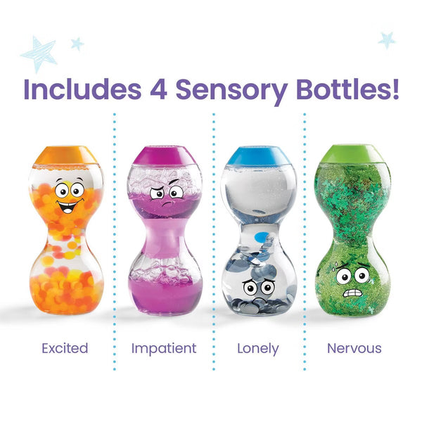 BOTELLAS DE LA CALMA Y EMOCIONES SENSORIALES KIDS: EMOCIONADO-IMPACIENTE-SOLO-NERVIOSO