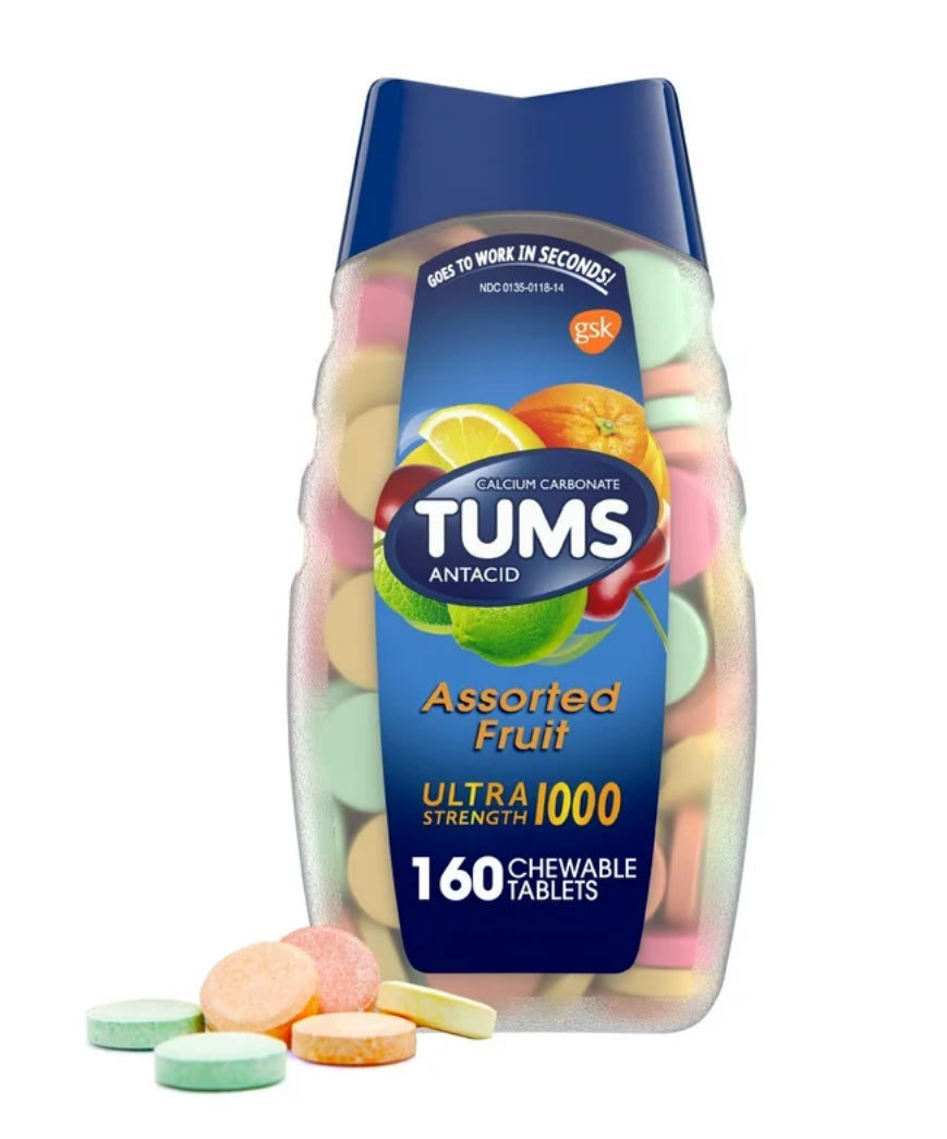 TUMS ANTIÁCIDO MASTICABLE ASSORTED FRUIT 160 U PREVENTA