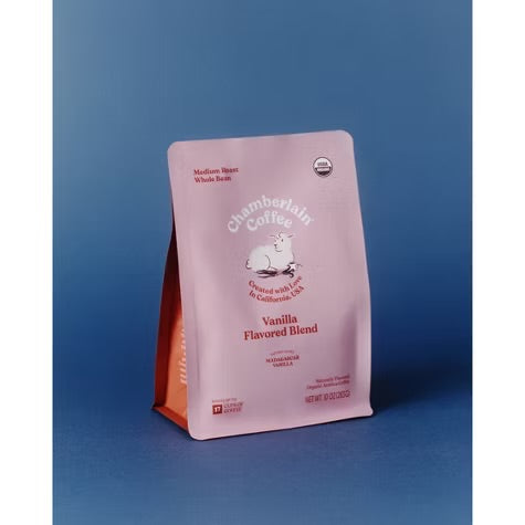 Chamberlain Coffee Organic Fluffy Lamb Vanilla Blend Medium Roast Ground Coffee CAFÉ 10 OZ