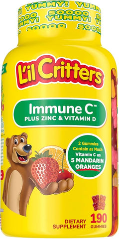 GOMITAS LIL CRITTERS INMUNE C PLUS ZINC Y VITAMINA D 190 UNIDADES PREVENTA