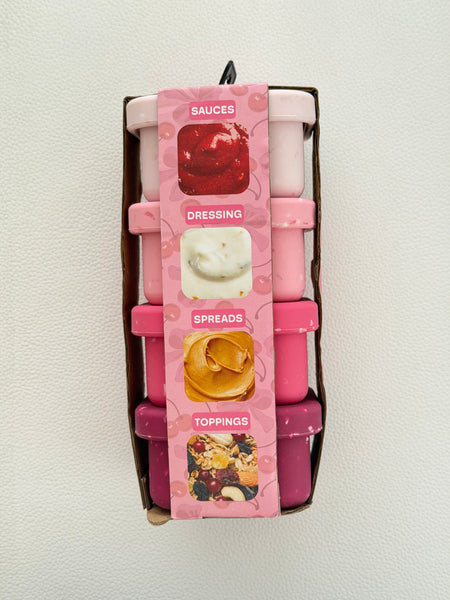 SET 4 SNACK BOX MEDIANOS SILICONA ULTRA RESISTENTE ROSADOS CUADRADOS
